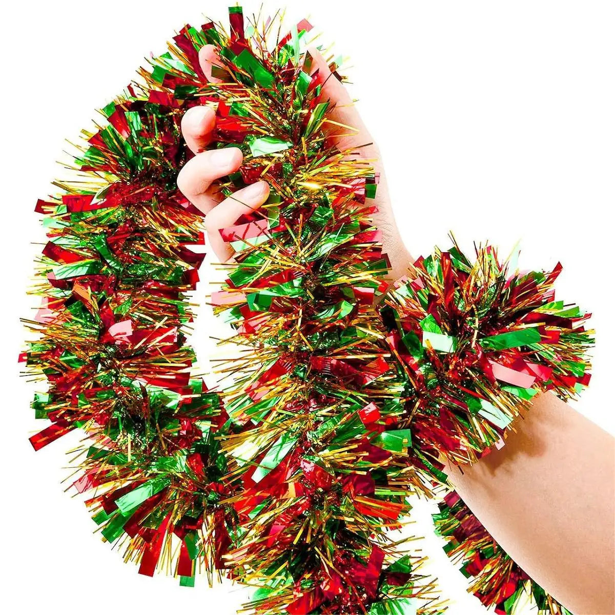 Christmas Tree Decorations Christmas Tinsel Garland Metallic Shiny Garland for Christmas Home and Living Room Decoration