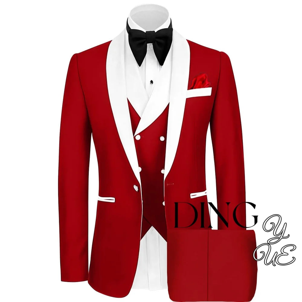 Men 3 Piece Suit Mens Tuxedo Suit for Men Slim Fit Suits One Button Shawl Lapel Wedding Suit Tuxedos trajes para hombre