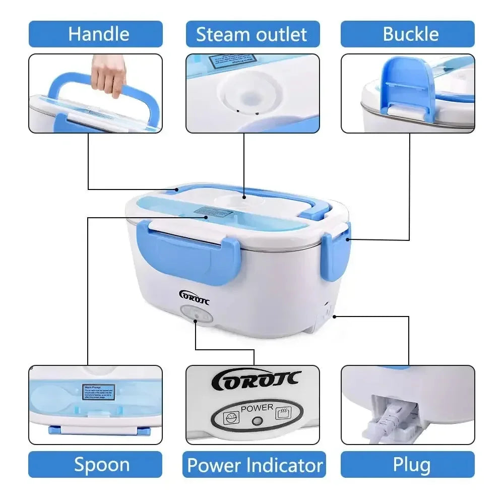 2 in 1 Portable Electric Lunch Box Lunch Box with Heating Function Household Appliances Food Box Electric Lunch Heating Portable