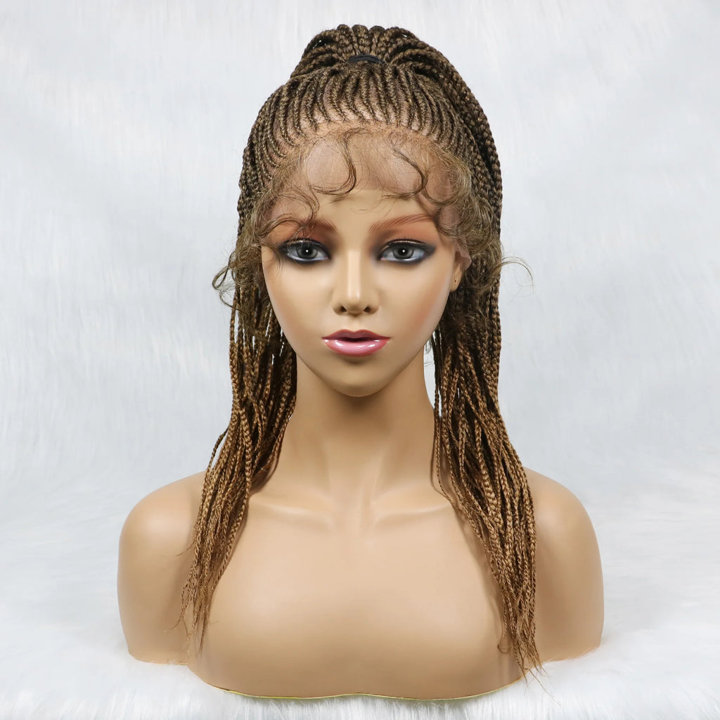 Braided Wigs Ponytail Synthetic Lace Front Wigs for Black Women Updo Style Super Lightweight Cornrow Braids Daily Wear Wigs
