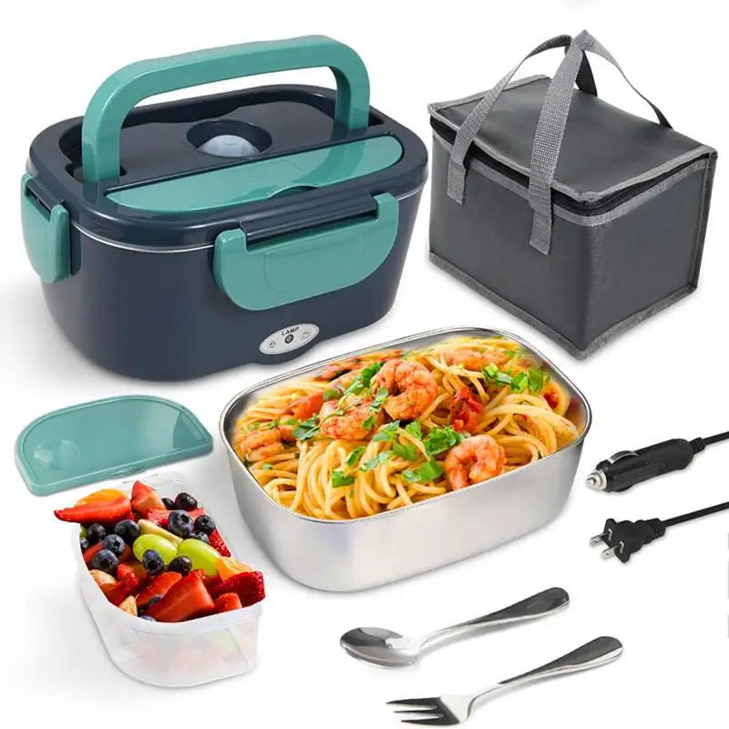 Electric Lunch Box for Adults, 80W Heated Lunch Box Portable Food Warmer Lunch Box for Work/Men/Car/TrucLeakproof 2 Compartments