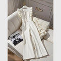 2025 Women's Jumpsuit Professional Casual Sexy Versatile High-Waisted Wide-Leg Pants with a High-End Drape Effect White Overalls for Women