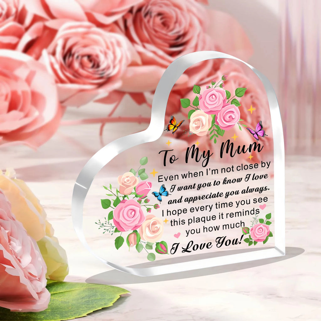 Mum Gifts Mothers Day Gifts From Daughter Son To My Mum I Love You Acrylic Heart Shape Plaque For Mum Mother Mummy Birthday