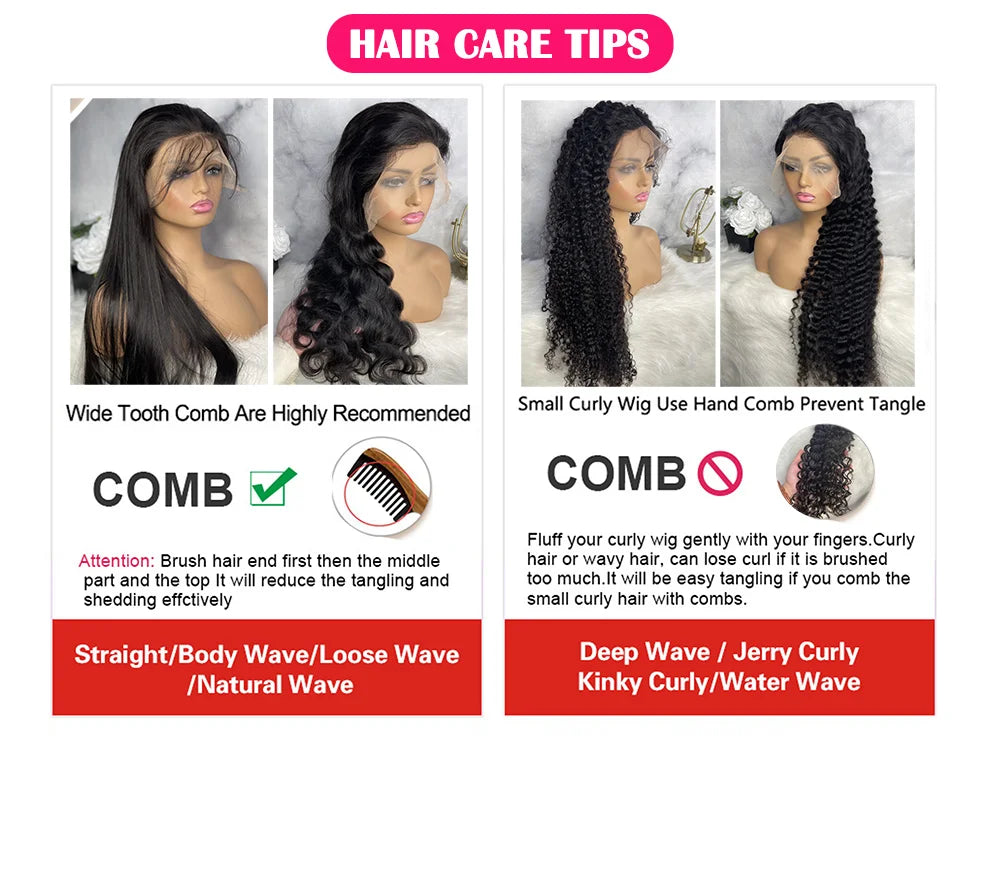 Hd Lace Wig 13x6 Human Hair Pre Plucked Curly Wig 40 Inch Deep Wave Frontal Wig Water Wave Lace Front Wig Brazilian Hair Wigs