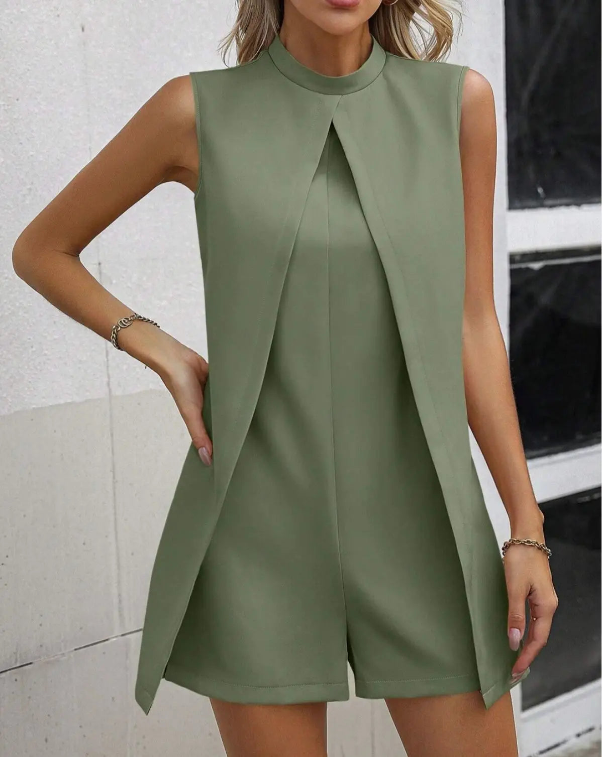 Summer Jumpsuit Women Fashion Solid O Neck Sleeveless Chic Playsuit Elegant Clothes Female Casual Jumpsuits playsuit