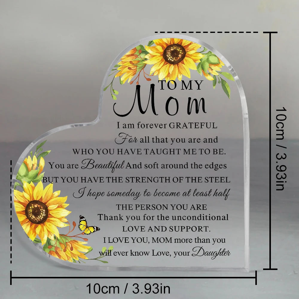 Mother's Day Gifts Birthday Gifts for Mom Bonus Mom Mother in Law from Daughters Son Meaningful Ideal Gifts Acrylic Heart