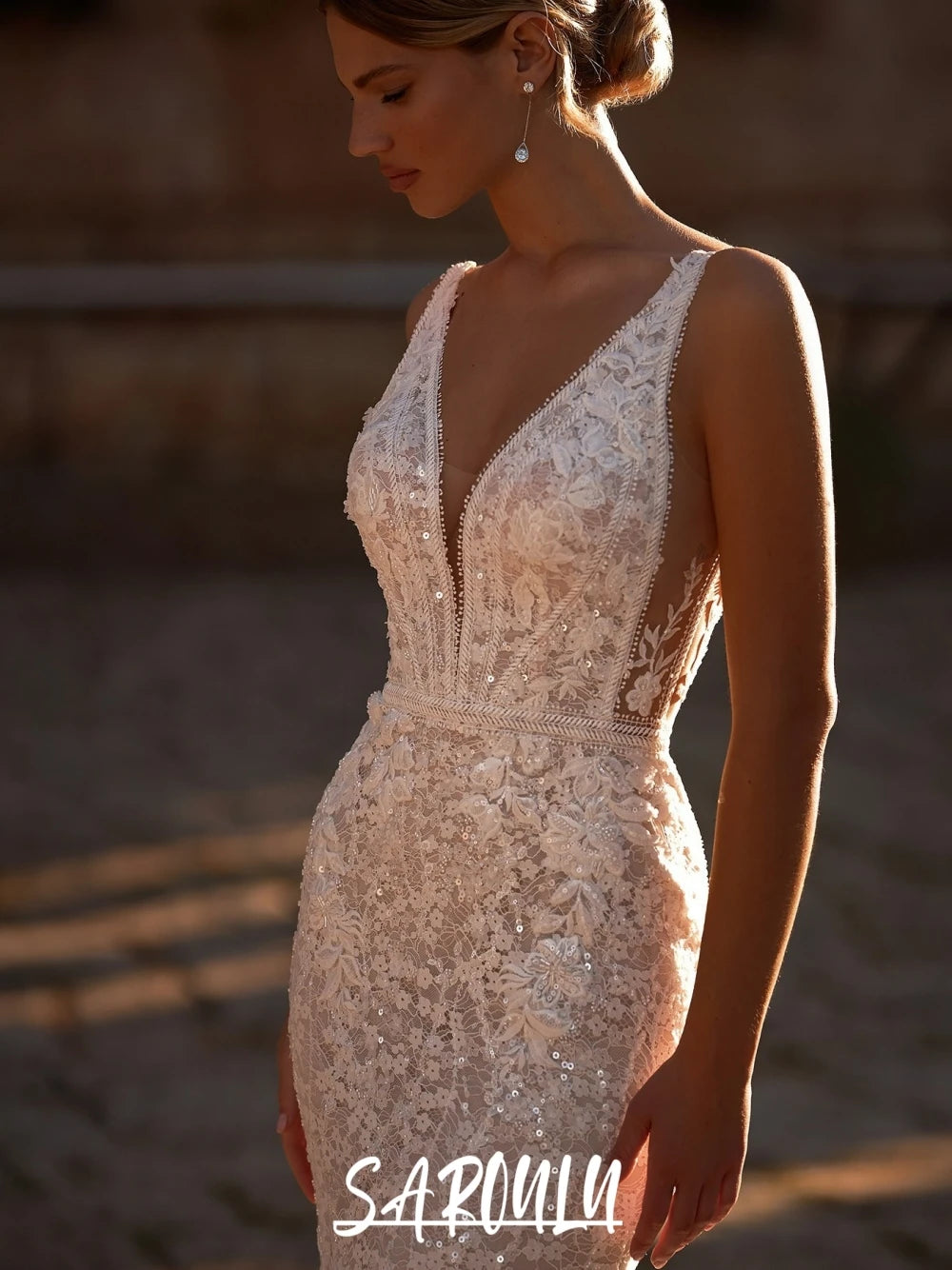 Dazzling Mermaid Floral Lace Wedding Gown For Women Delicate Strapes Backless Bridal Romantic Customized Sleeveless Bride Dress