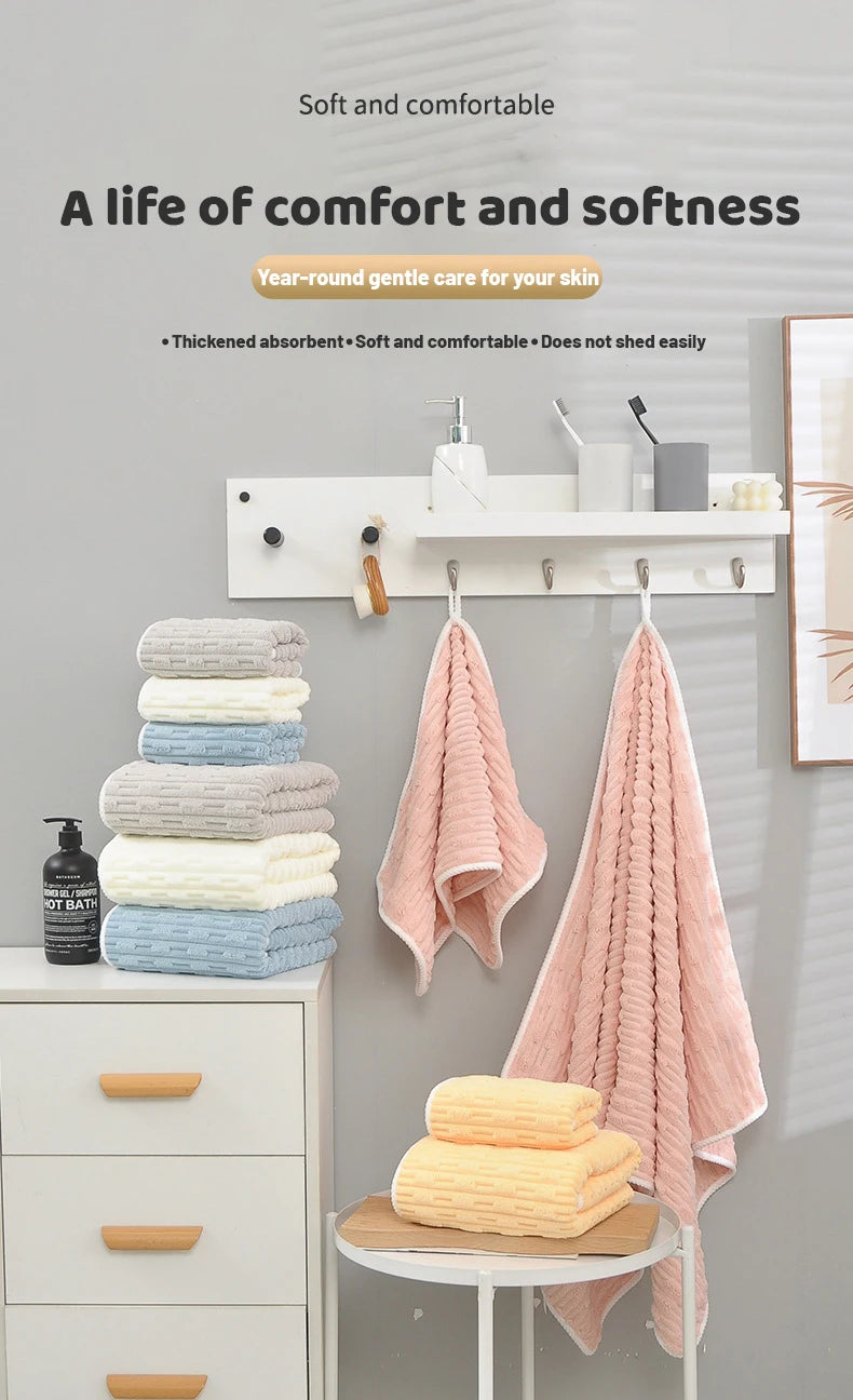 Towel bath towel two sets of soft absorbent bath with adult wrap thickened quick dry coral velvet for home