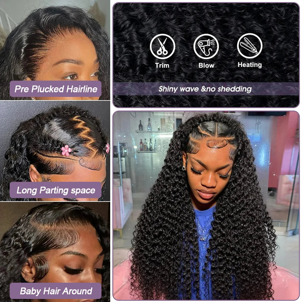 Natural Color 13x6 hd Lace Frontal Wig Water Wave Curly 13x4 Lace Human Hair Preplucked Brazilian Hair Wigs Afro for Women