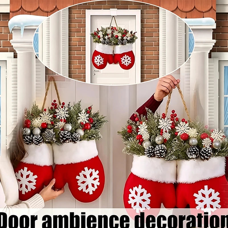 Christmas Glove Wreath,Christmas Wreath for Front Door Artificial Wreath, Christmas Wreath, Christmas Decoration, Christmas Tree