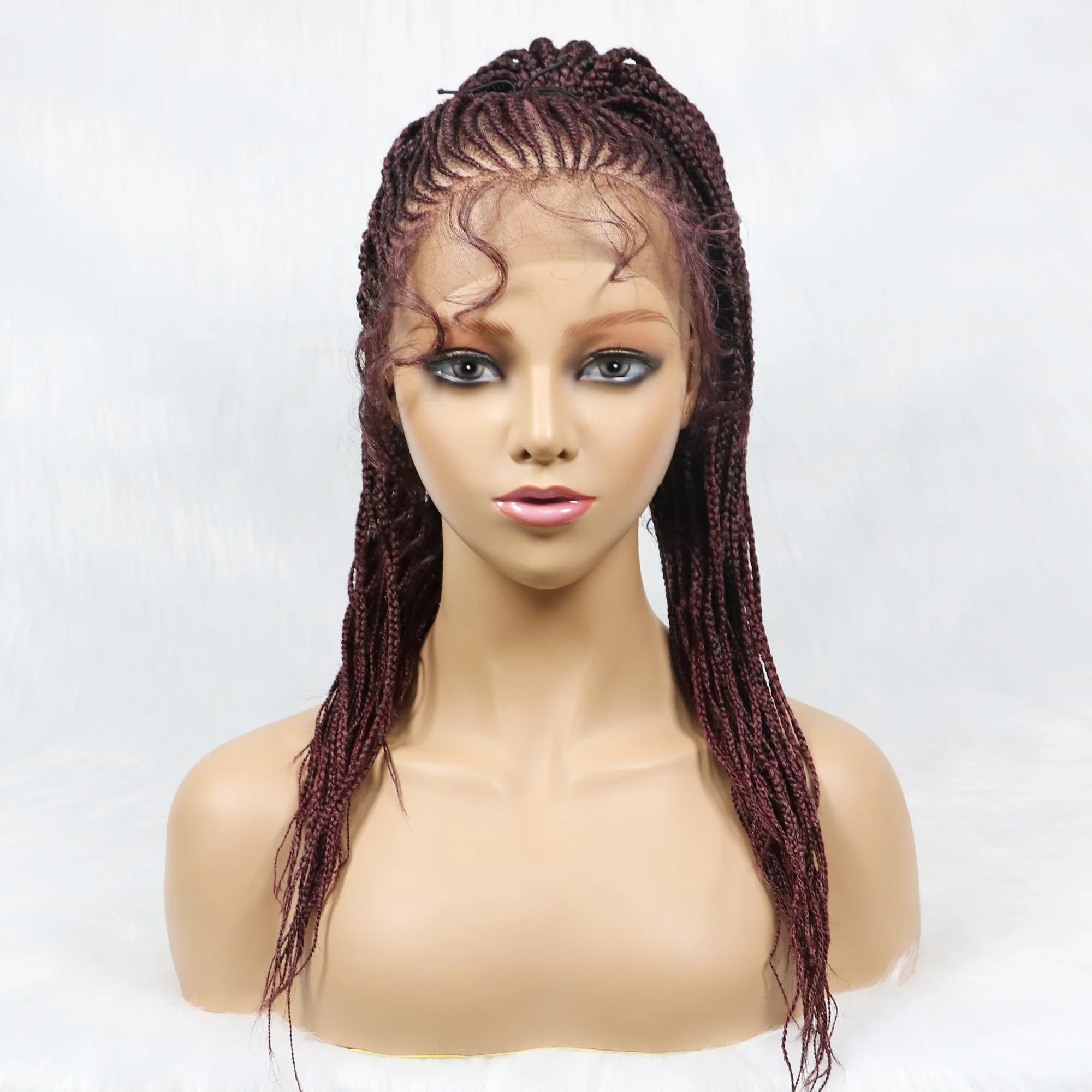 Braided Wigs Ponytail Synthetic Lace Front Wigs for Black Women Updo Style Super Lightweight Cornrow Braids Daily Wear Wigs