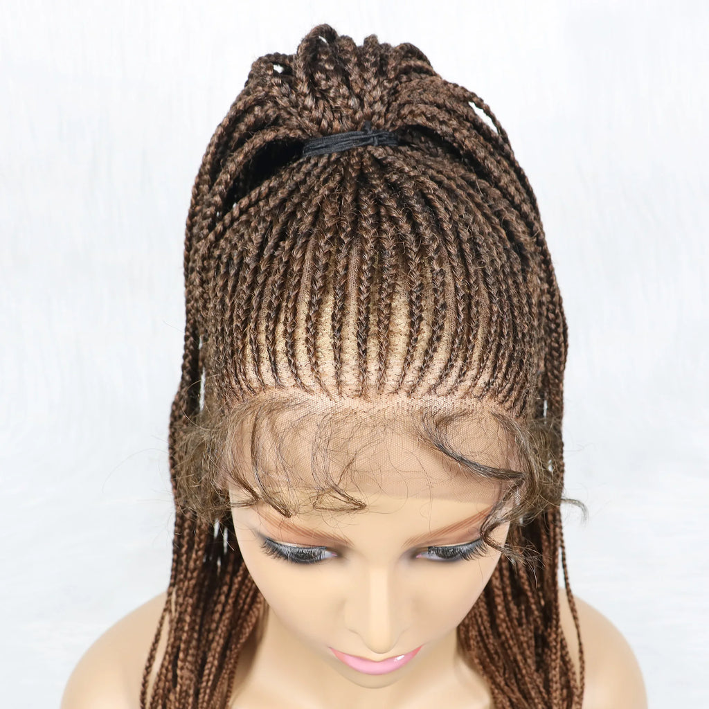 Braided Wigs Ponytail Synthetic Lace Front Wigs for Black Women Updo Style Super Lightweight Cornrow Braids Daily Wear Wigs