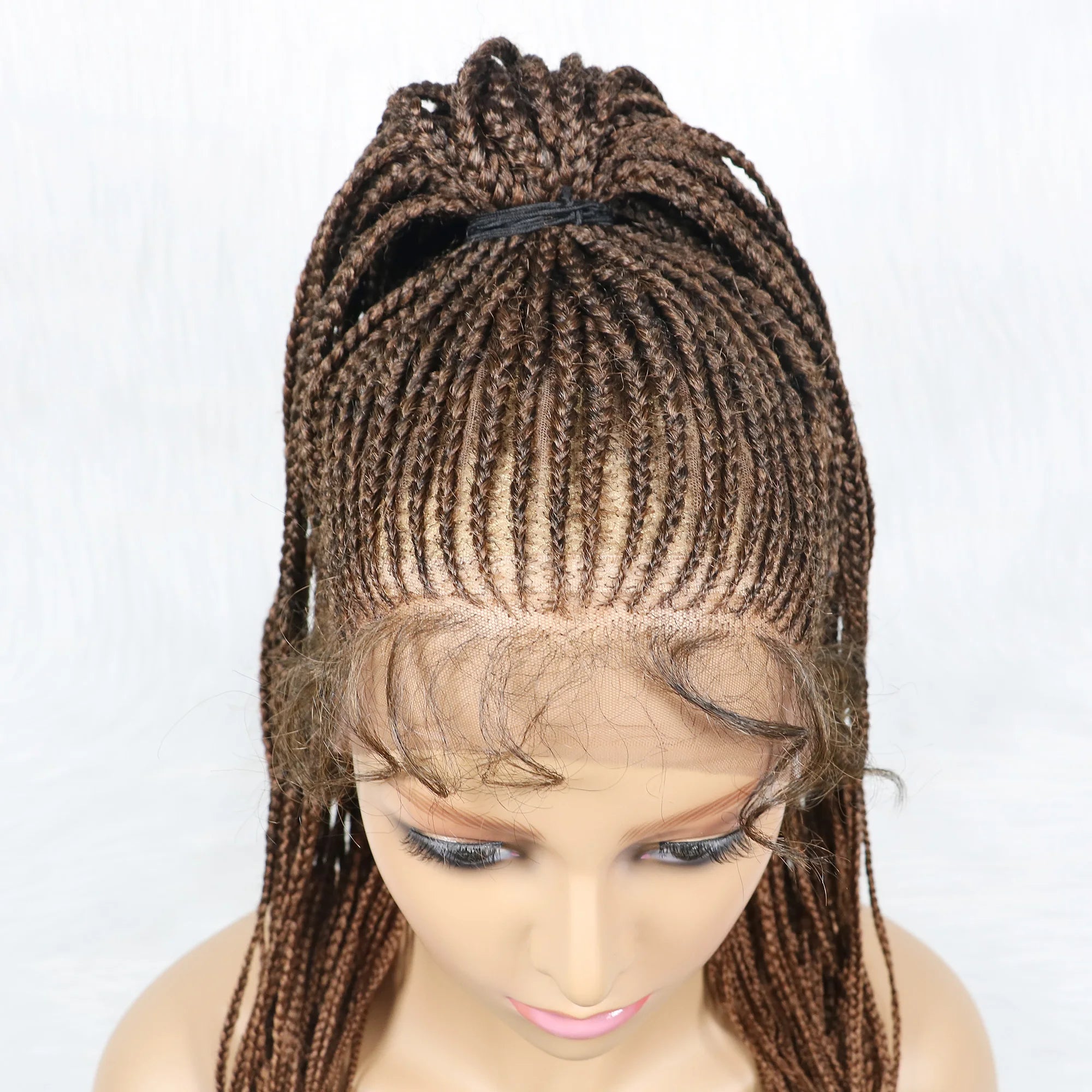 Braided Wigs Ponytail Synthetic Lace Front Wigs for Black Women Updo Style Super Lightweight Cornrow Braids Daily Wear Wigs