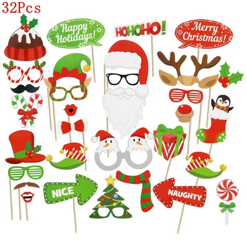 Christmas Decorations Props Cute Santa Claus Xmas Tree Elk Paper Photo Prop New Year Christmas Navidad Children's Gift Accessory