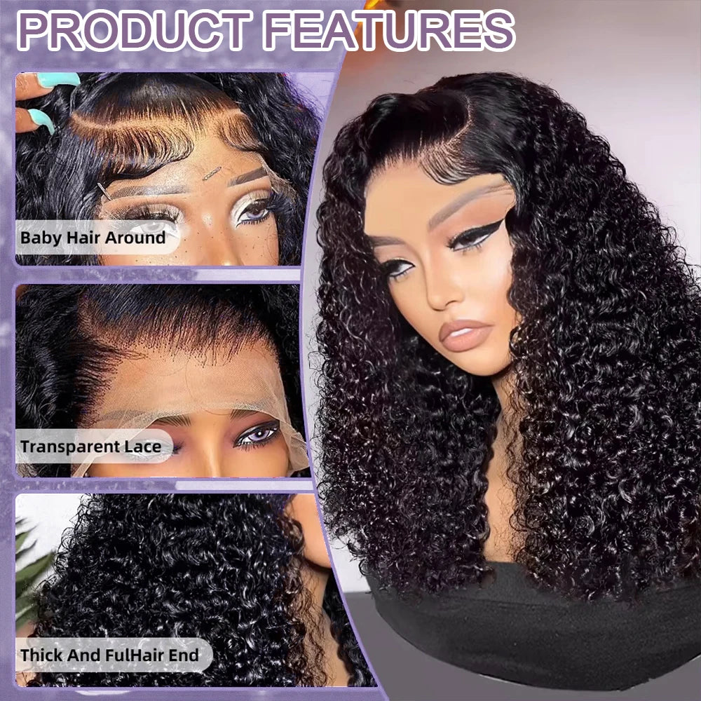 Natural Color 13x6 hd Lace Frontal Wig Water Wave Curly 13x4 Lace Human Hair Preplucked Brazilian Hair Wigs Afro for Women