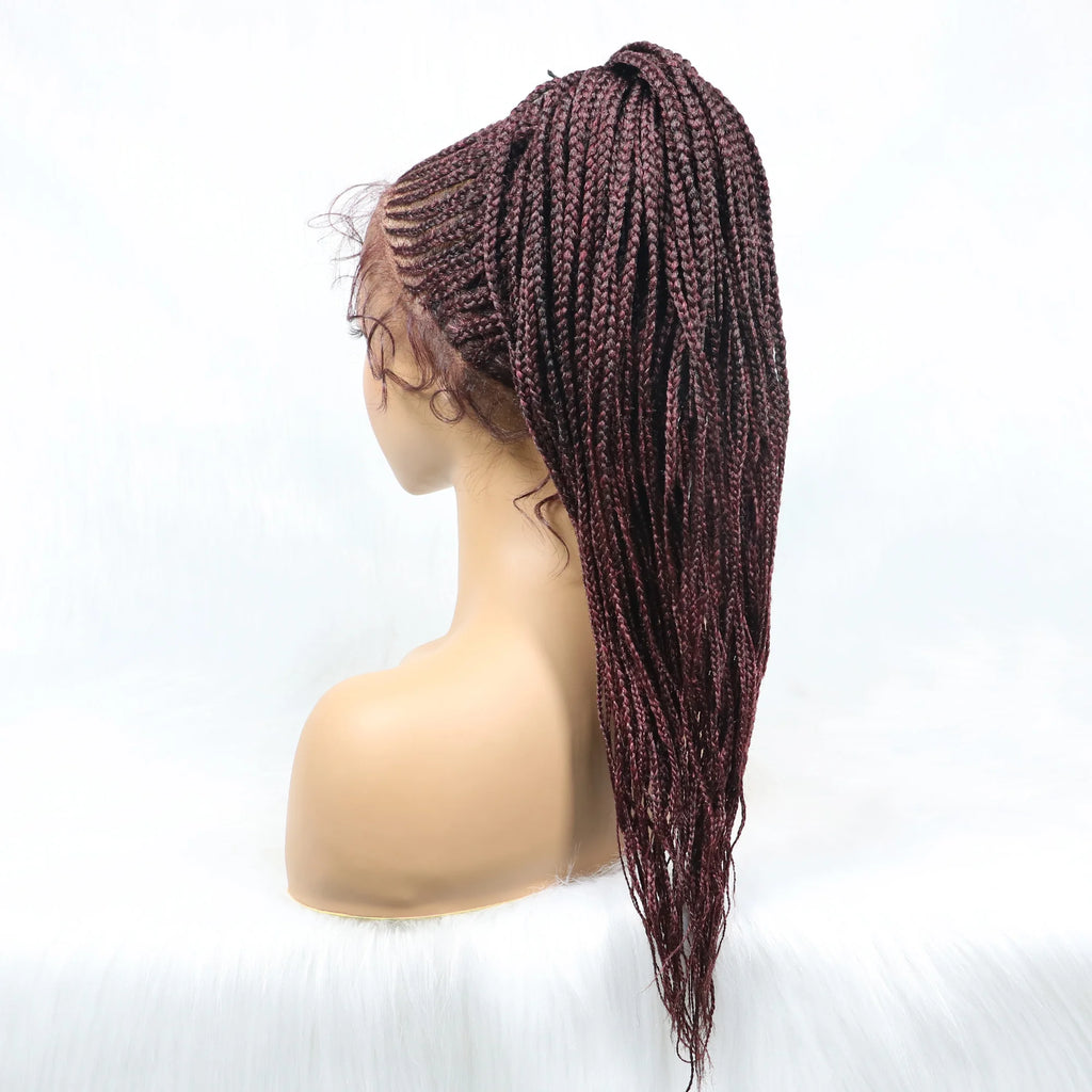 Braided Wigs Ponytail Synthetic Lace Front Wigs for Black Women Updo Style Super Lightweight Cornrow Braids Daily Wear Wigs