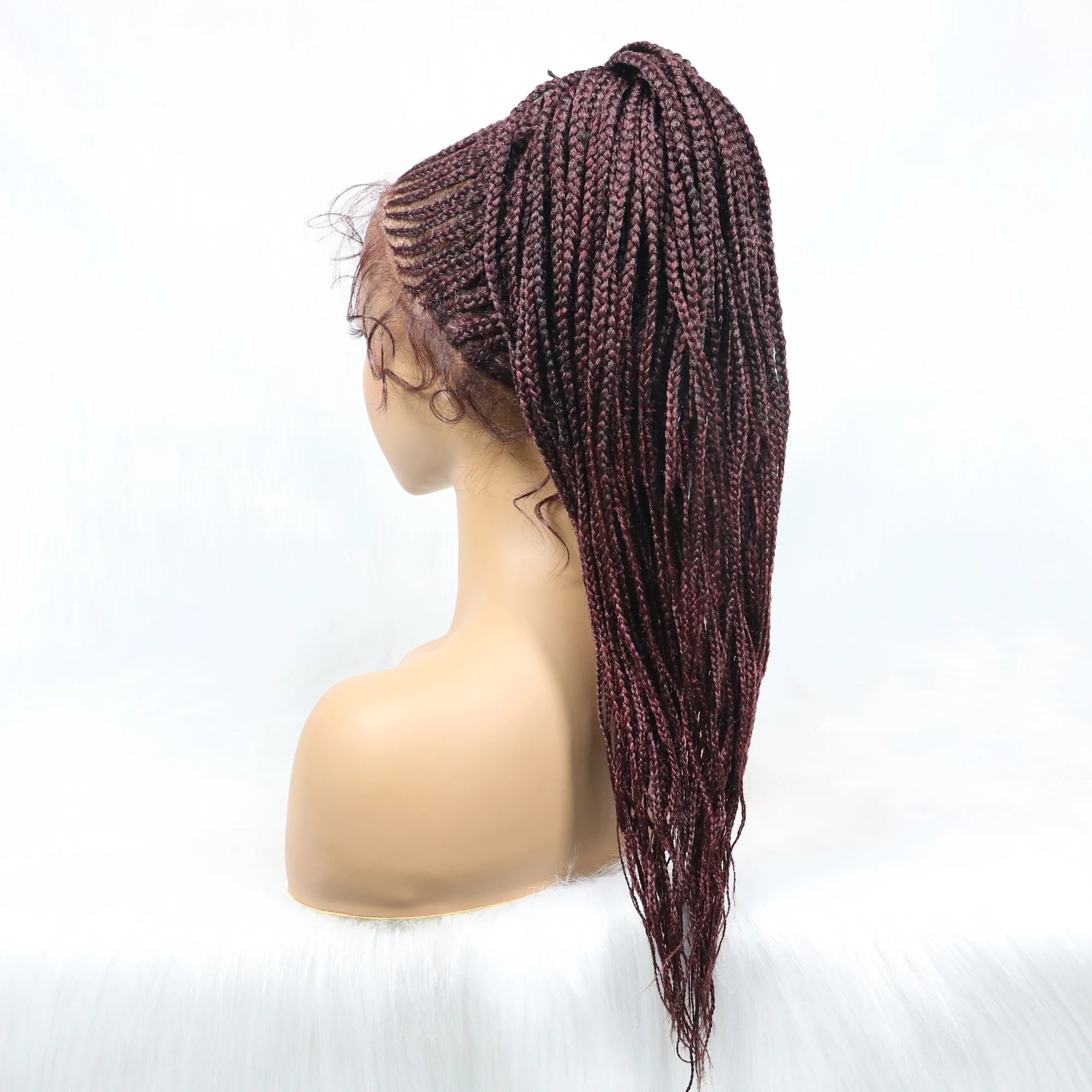 Braided Wigs Ponytail Synthetic Lace Front Wigs for Black Women Updo Style Super Lightweight Cornrow Braids Daily Wear Wigs