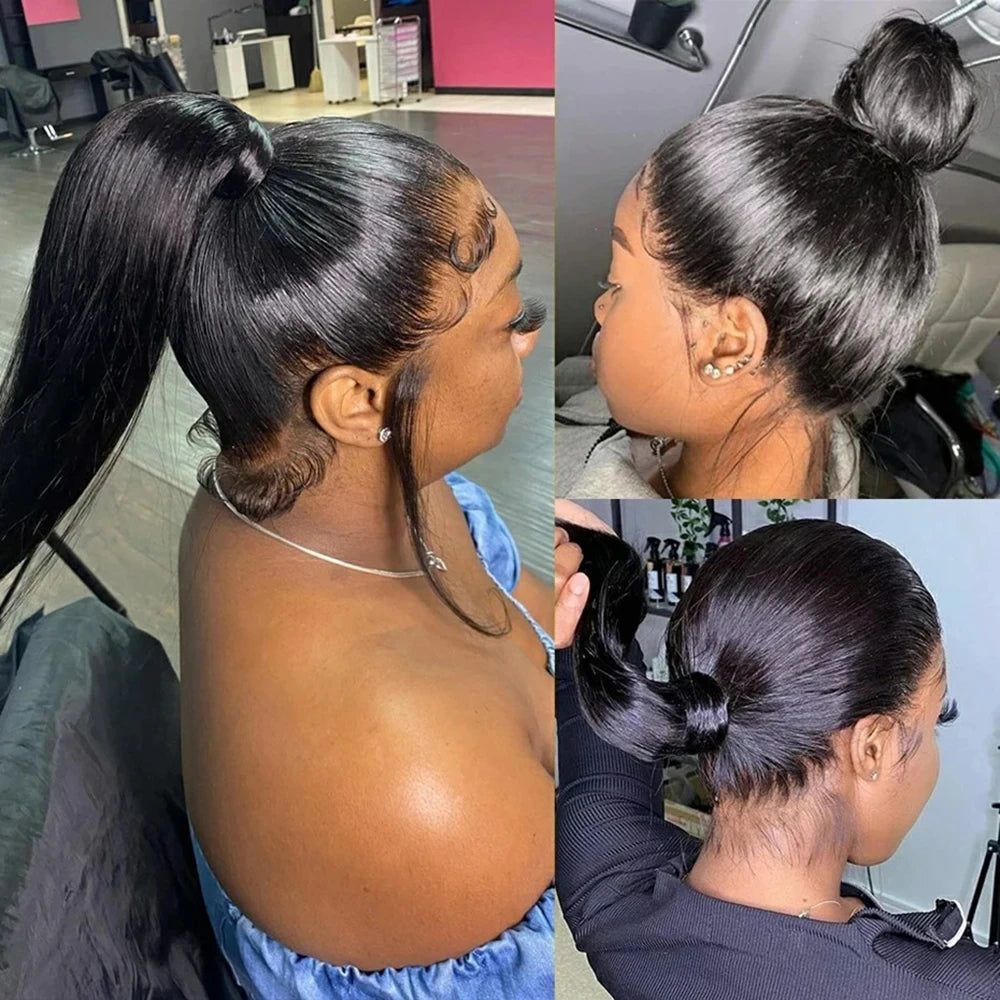 250 density Lace Front Human Hair Wigs Brazilian Hd Transparent Straight 30 40 Inch 13x6 Lace Front wig 360 Wigs For Women 4x4