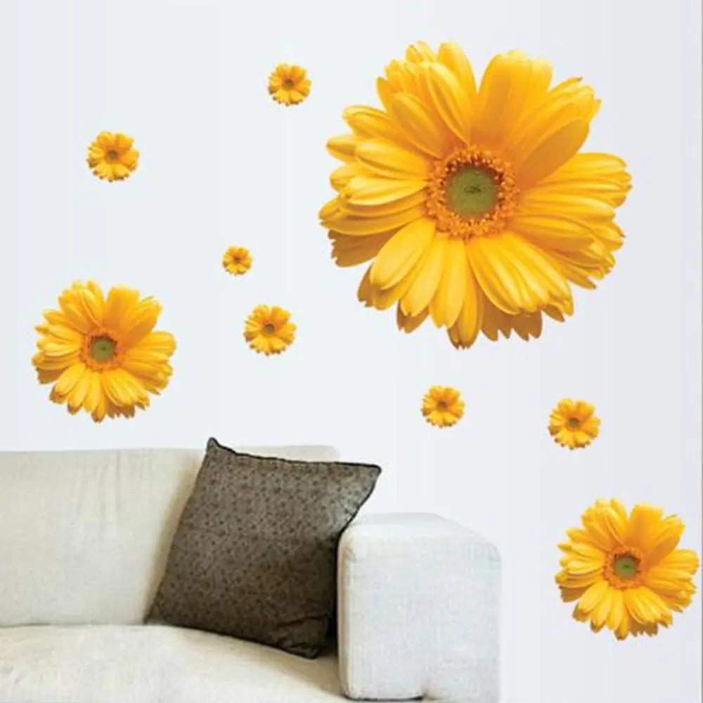 Background Decor Colorful Home Decoration Bedroom Removable Daisy Flower Mural Sticker Decor Sticker Wall Decals Wall Stickers