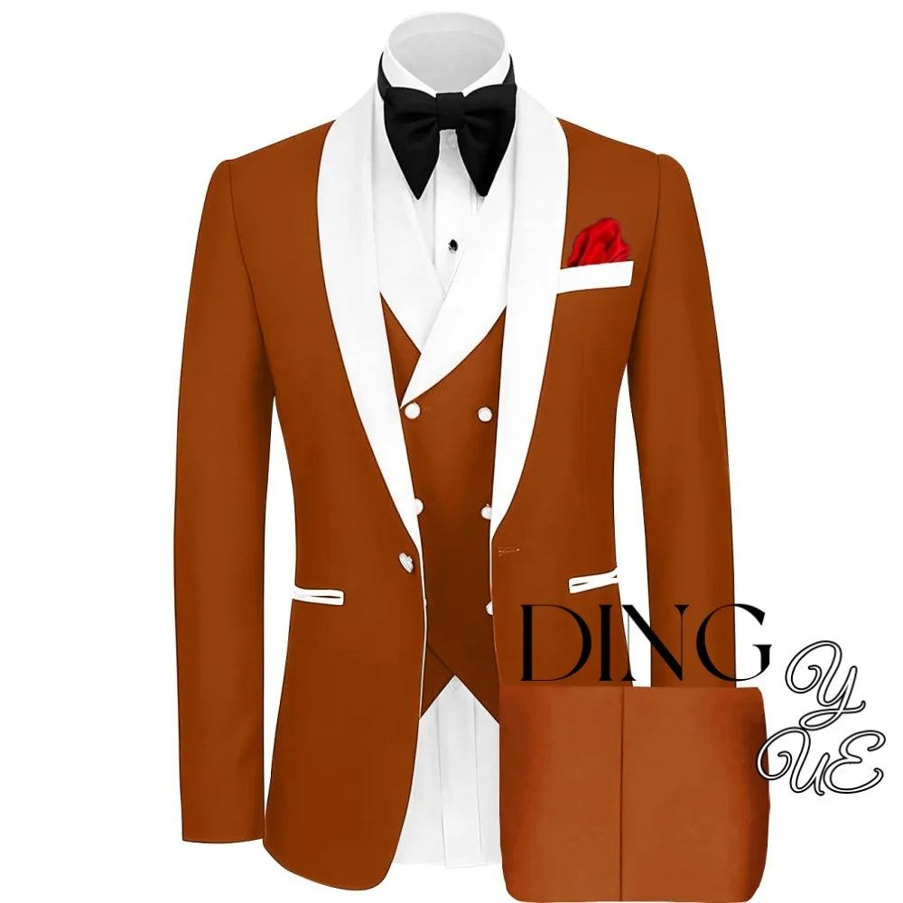 Men 3 Piece Suit Mens Tuxedo Suit for Men Slim Fit Suits One Button Shawl Lapel Wedding Suit Tuxedos trajes para hombre