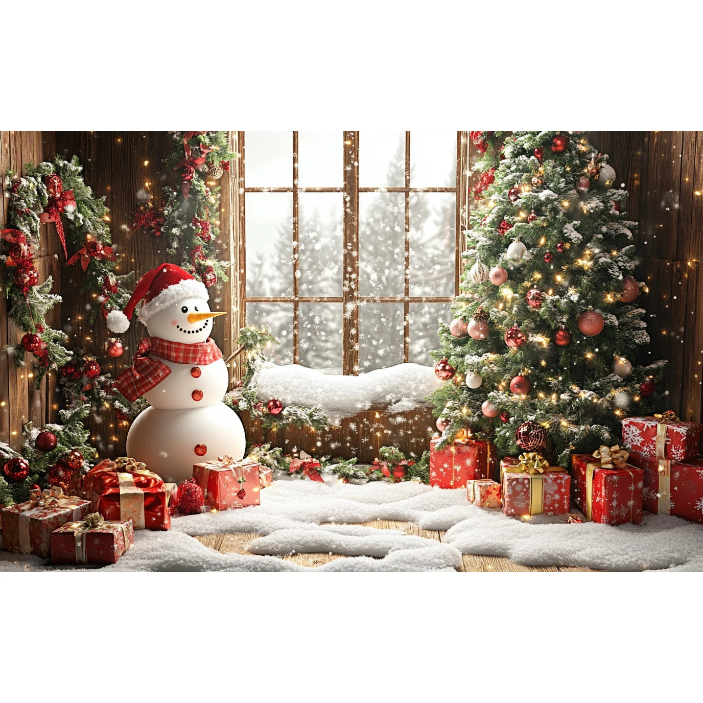 Christmas Decoration 2025 Photography Background Christmas Tree Snowman Photo Background Xmas Party Supplies Home Wall Banner