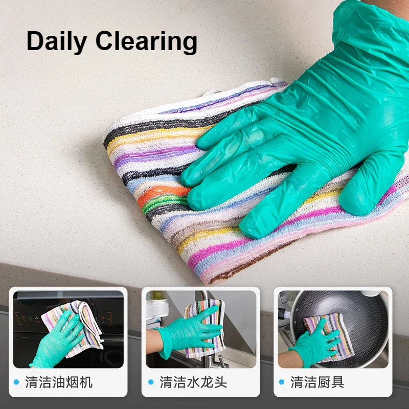 Stripe Kitchen Dish Towels 100% Cotton Highly Absorbent Multi Purpose Tea Towels for Cooking, Drying & Cleaning Pack of 10