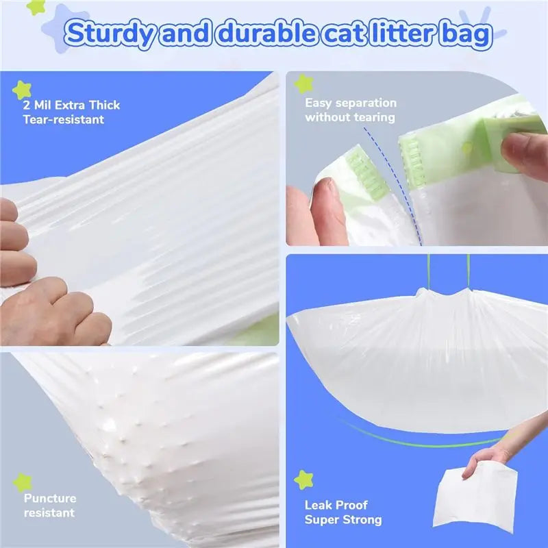 SDFC-Litter Box Liners Compatible With Petx Scoopfree Self-Cleaning Box 20 Count Drawstring Cat Litter Waste Bags For Tray Durab