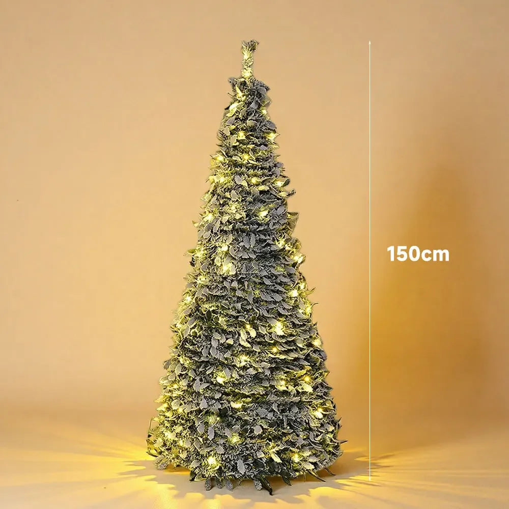 1.5M-2.25M Christmas Tree Extendable PVC Flocked Xmas Tree Premium Dense Artificial Pine Space Saving Foldable Holiday Ornaments
