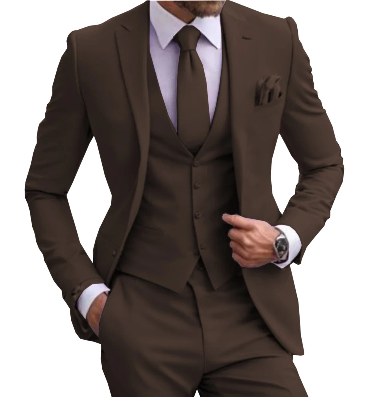 Suits for Men Lilac Stylish 3 Piece Classic Tuxedos Blazer Vest Pants Formal Elegant Male Wedding Groomsman Bespoke
