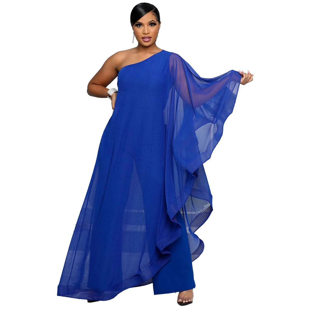 Women One Shoulder Jumpsuit Ruffle Long Sleeve Elegant Solid Aysmmetric Fashion Autumn Rompers Casual Party Club Jumpsuits 2024