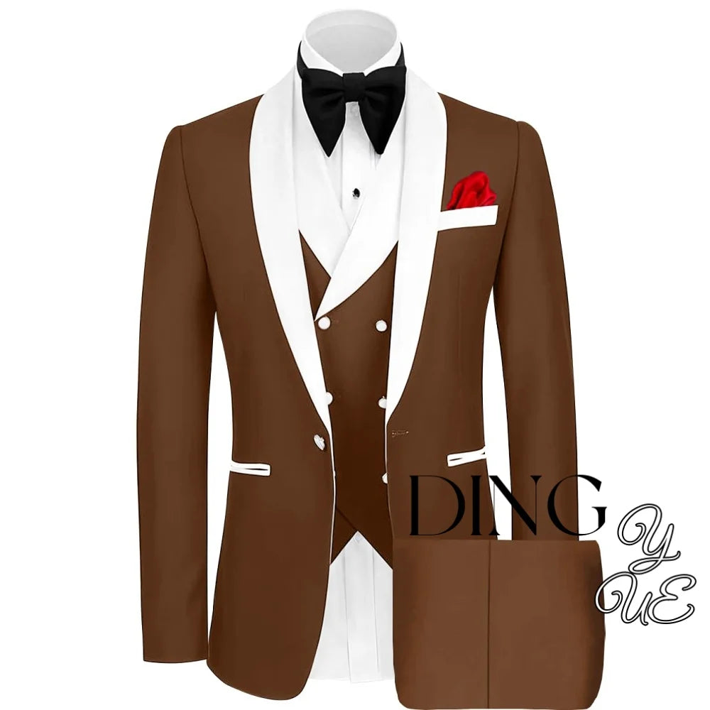 Men 3 Piece Suit Mens Tuxedo Suit for Men Slim Fit Suits One Button Shawl Lapel Wedding Suit Tuxedos trajes para hombre