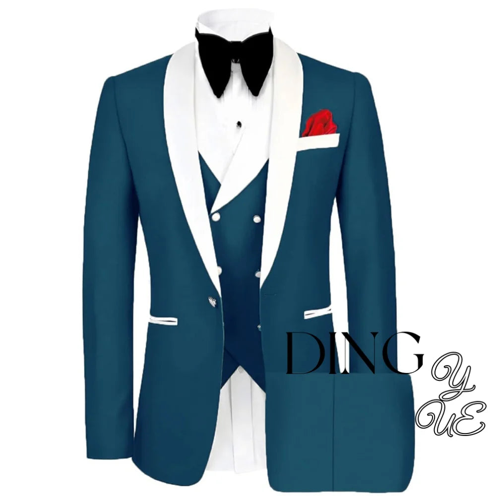 Men 3 Piece Suit Mens Tuxedo Suit for Men Slim Fit Suits One Button Shawl Lapel Wedding Suit Tuxedos trajes para hombre
