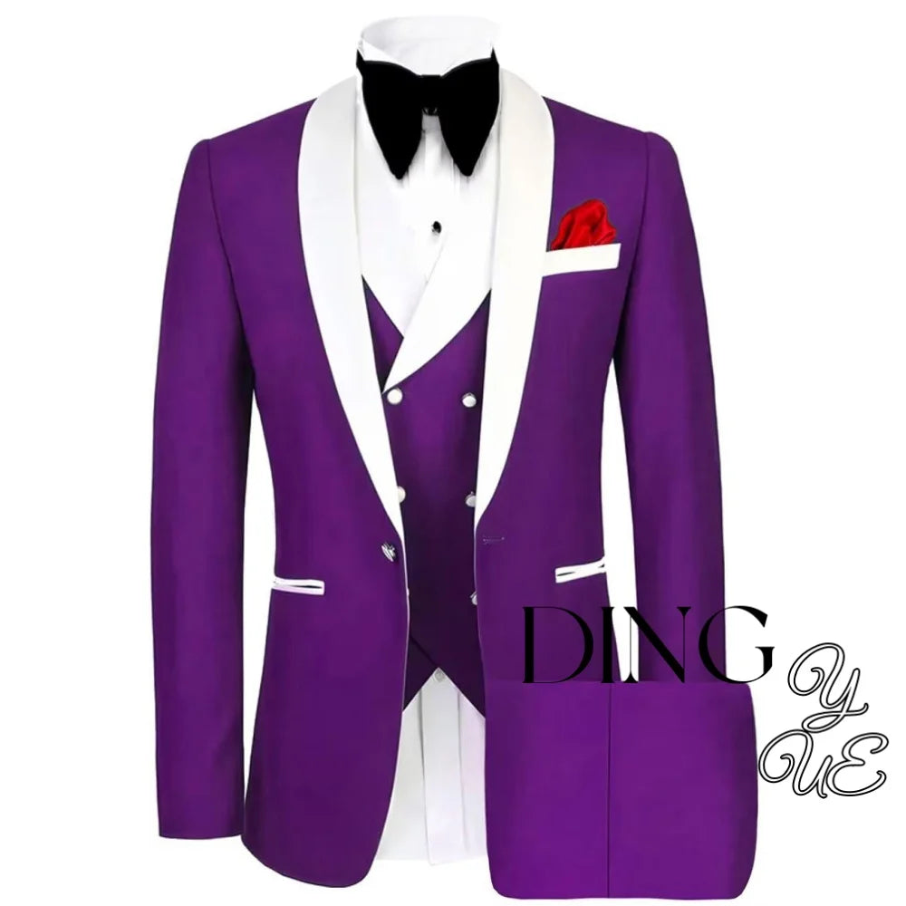Men 3 Piece Suit Mens Tuxedo Suit for Men Slim Fit Suits One Button Shawl Lapel Wedding Suit Tuxedos trajes para hombre
