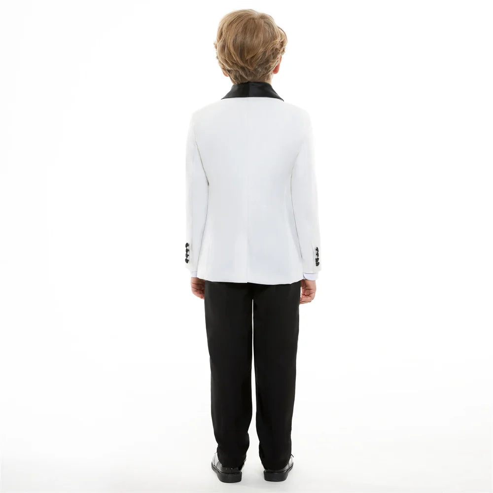 Special Occasion Wedding Communion Suit Sleek Jacket Graceful Vest Tailored Pants Elegant Bow Tie Sophisticated Children Wear