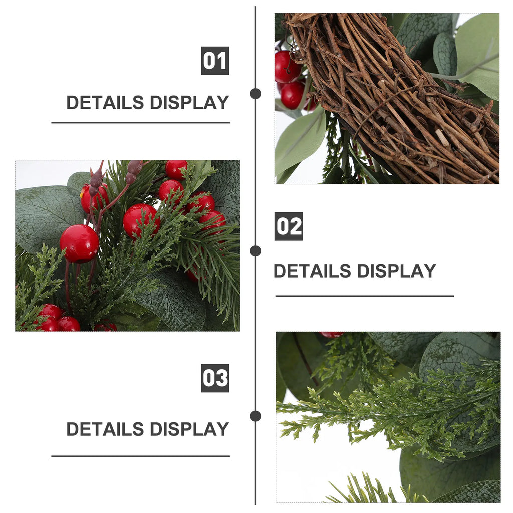 Christmas Outdoor Decor Berries Wreath Festive Front Eucalyptus Leaf Berry Decorations Fake Leaves  Leaf Berry Fake Wreaths