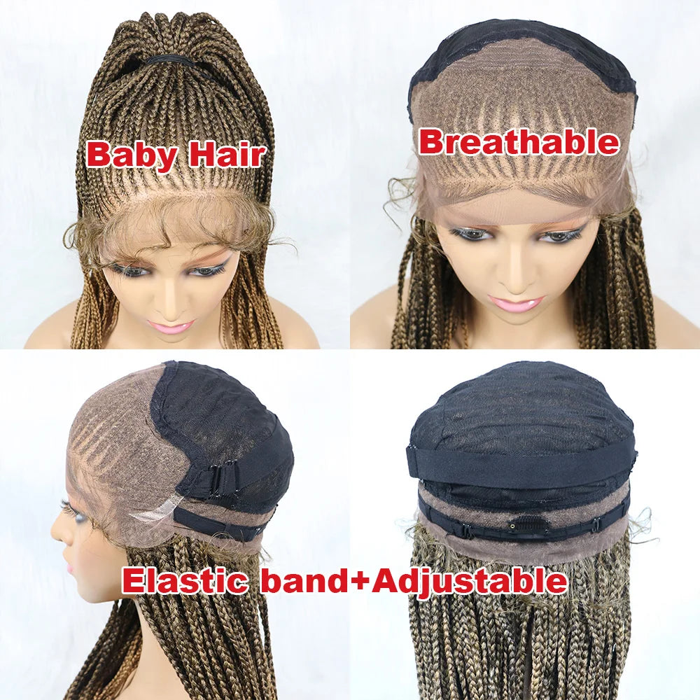 Braided Wigs Ponytail Synthetic Lace Front Wigs for Black Women Updo Style Super Lightweight Cornrow Braids Daily Wear Wigs