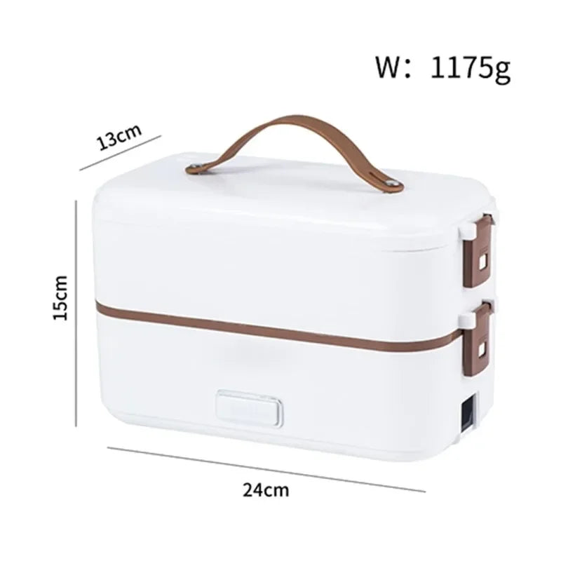 Electric Lunch Box, Portable Food Warmer for Home Office, 2 Layers Steamer Lunch Box, Removable Stainless Steel Container