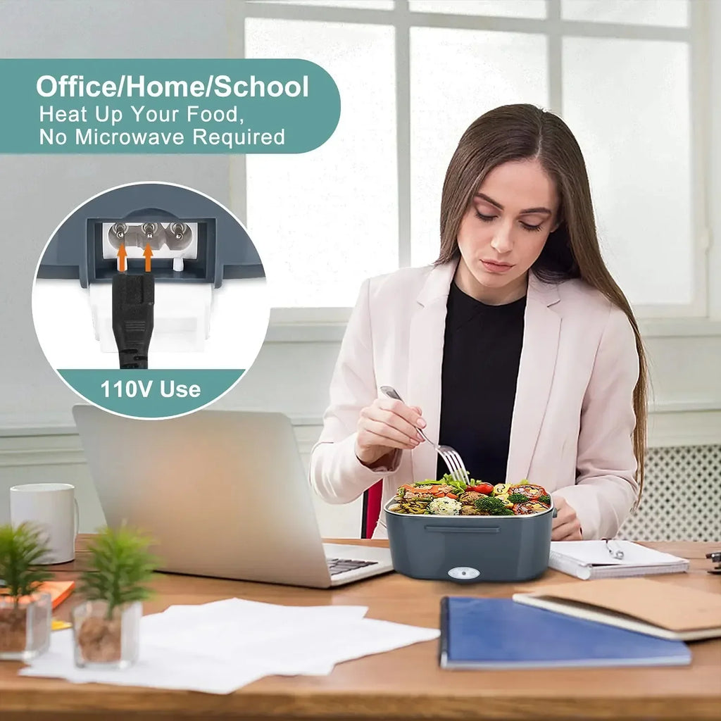 2 in 1 Portable Electric Lunch Box Lunch Box with Heating Function Household Appliances Food Box Electric Lunch Heating Portable