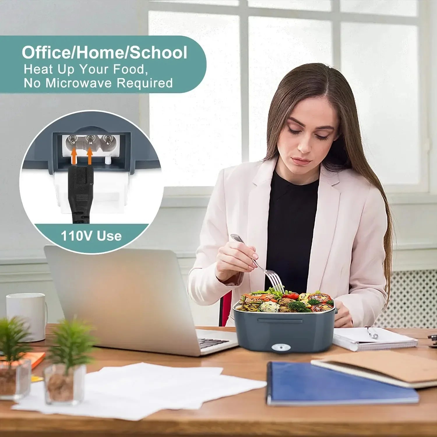 2 in 1 Portable Electric Lunch Box Lunch Box with Heating Function Household Appliances Food Box Electric Lunch Heating Portable