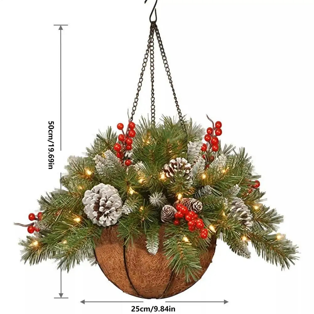 Christmas Porch Decor with Lights Home Decor Christmas Hangable Basket Outside Decorations for Home Decor Party Holiday Indoor