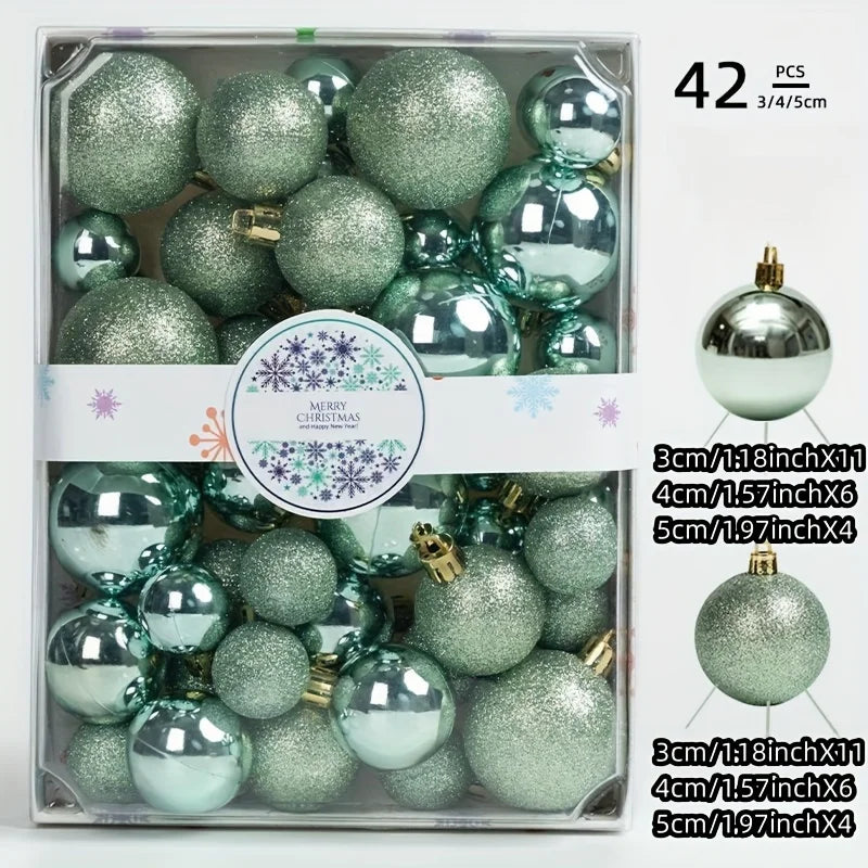 42 Christmas Balls, Christmas Tree Decorations, Hanging Balls In Various Colors, Christmas Decorative Balls, and Christmas Decor