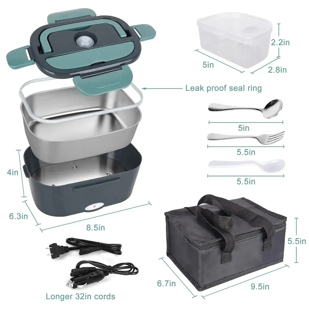 2 in 1 Portable Electric Lunch Box Lunch Box with Heating Function Household Appliances Food Box Electric Lunch Heating Portable