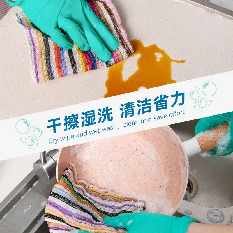 Stripe Kitchen Dish Towels 100% Cotton Highly Absorbent Multi Purpose Tea Towels for Cooking, Drying & Cleaning Pack of 10