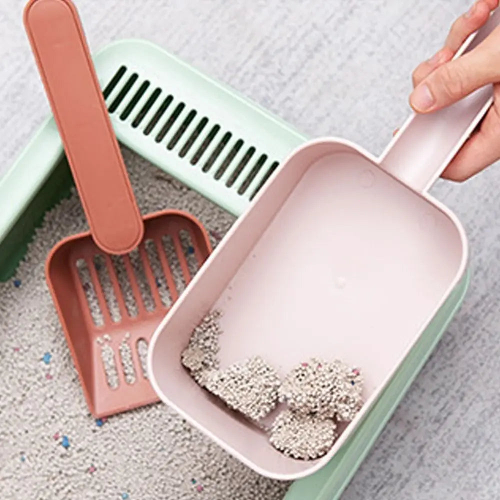 Large Capacity Cat Litter Scoop Plastic Fine Sifting Pet Poop Shovel with Storage Box Pets Litter Shovel Cat Litter Box Cleaning