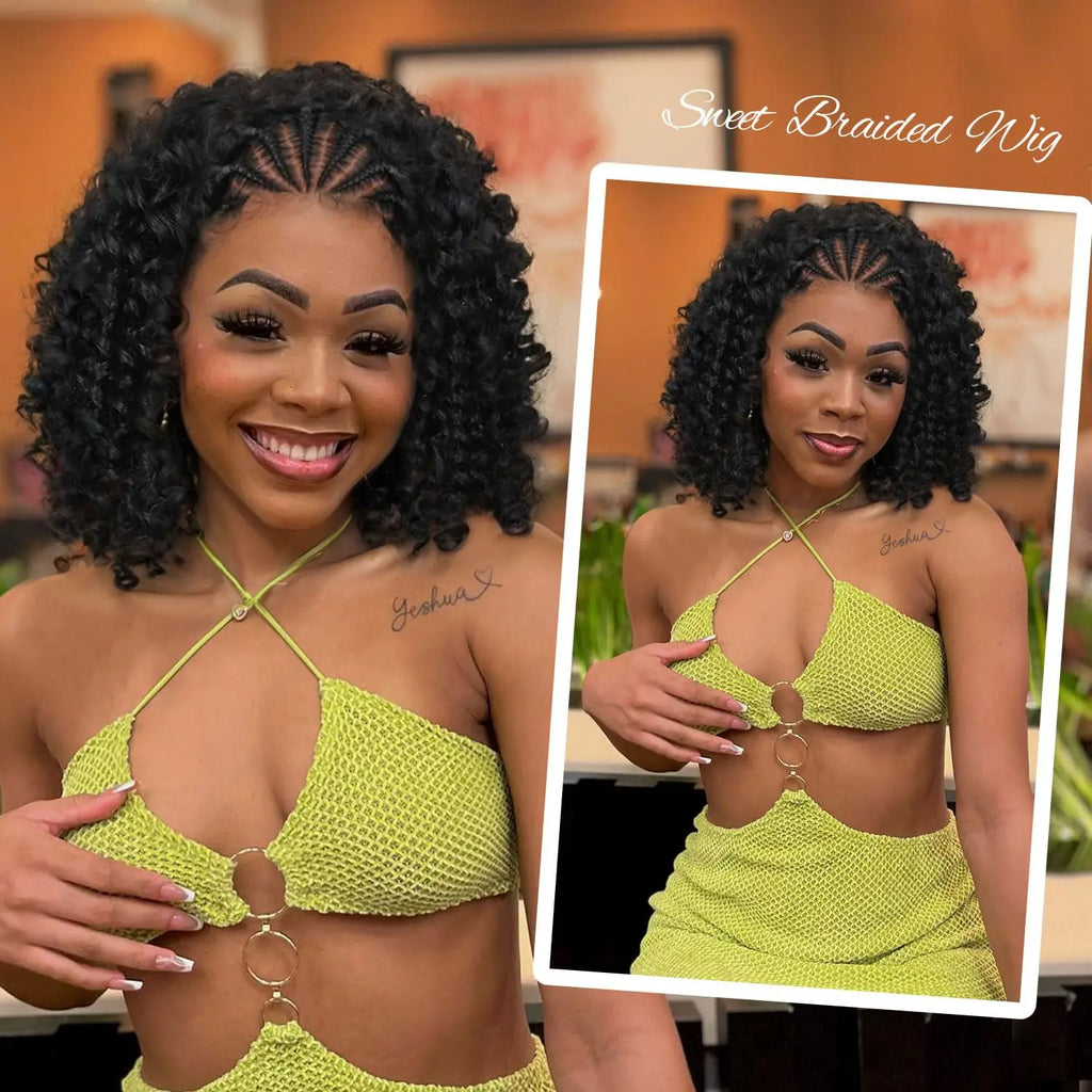 Curly Bob Wig Human Hair 13x4 Lace Front Wigs For Black Women Human Hair Quickwig Braided Wigs Pre Braided Handmade Cornrow Wigs