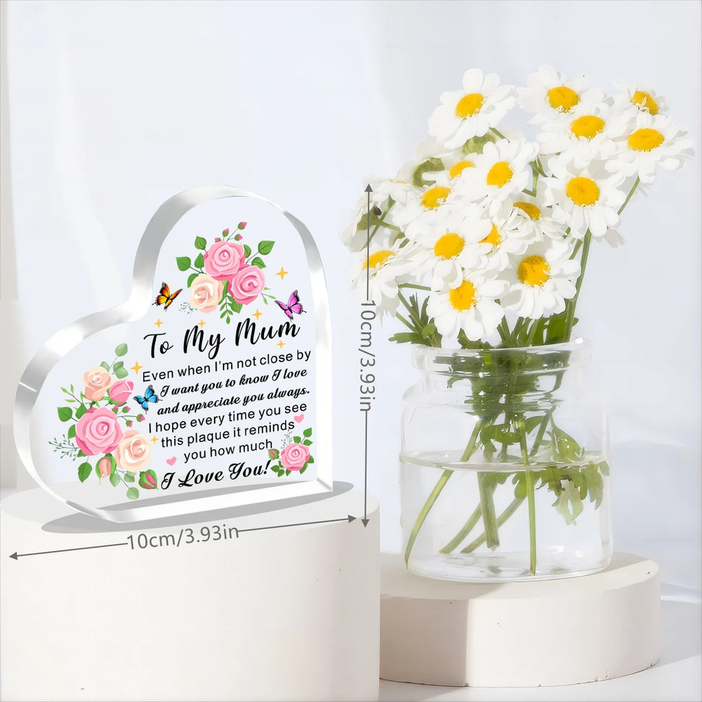 Mum Gifts Mothers Day Gifts From Daughter Son To My Mum I Love You Acrylic Heart Shape Plaque For Mum Mother Mummy Birthday