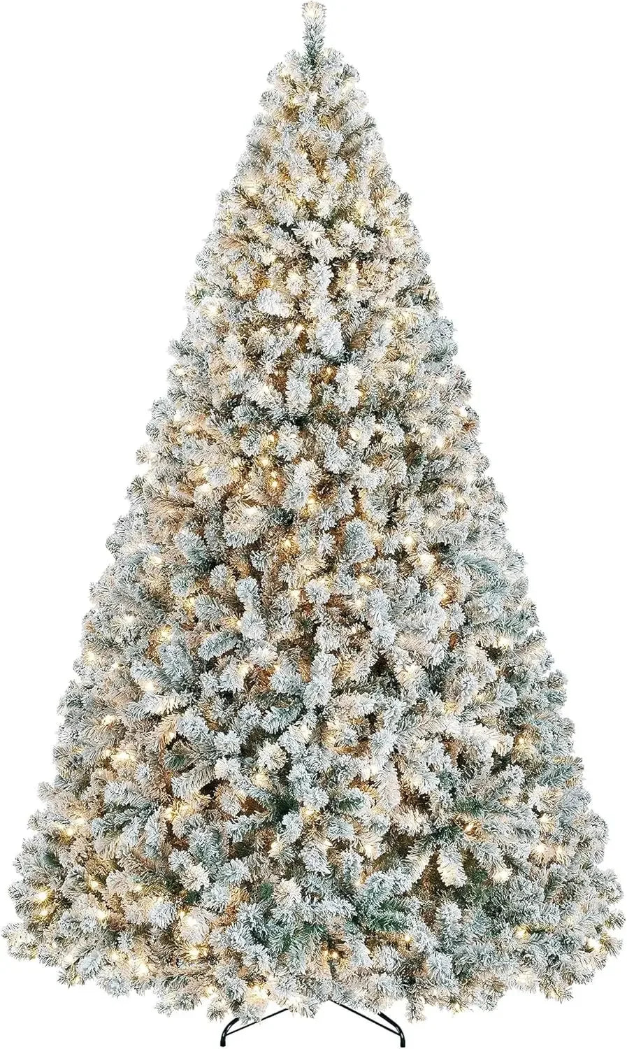 13ft Artificial Huge Christmas Tree , Snow Flocked Full Prelighted Xmas Tree with 2800 Branch Tips, 900 Incandescent Lights
