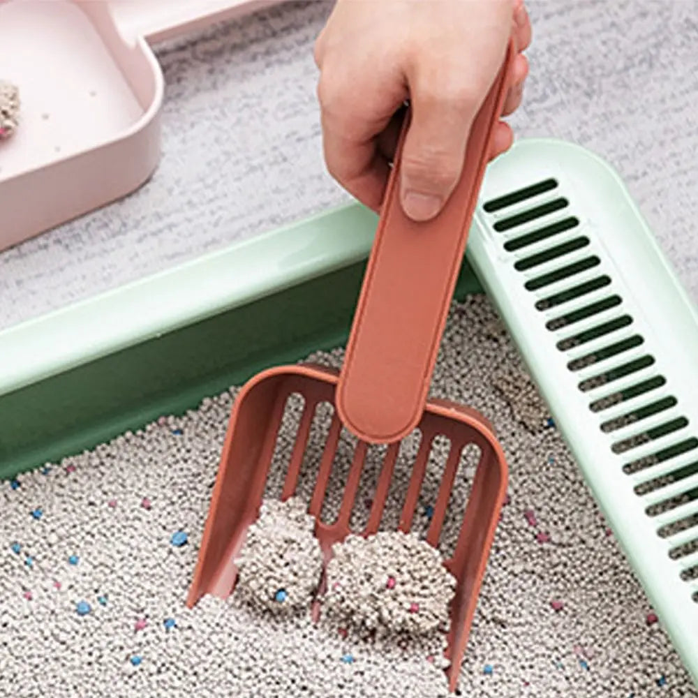 Large Capacity Cat Litter Scoop Plastic Fine Sifting Pet Poop Shovel with Storage Box Pets Litter Shovel Cat Litter Box Cleaning