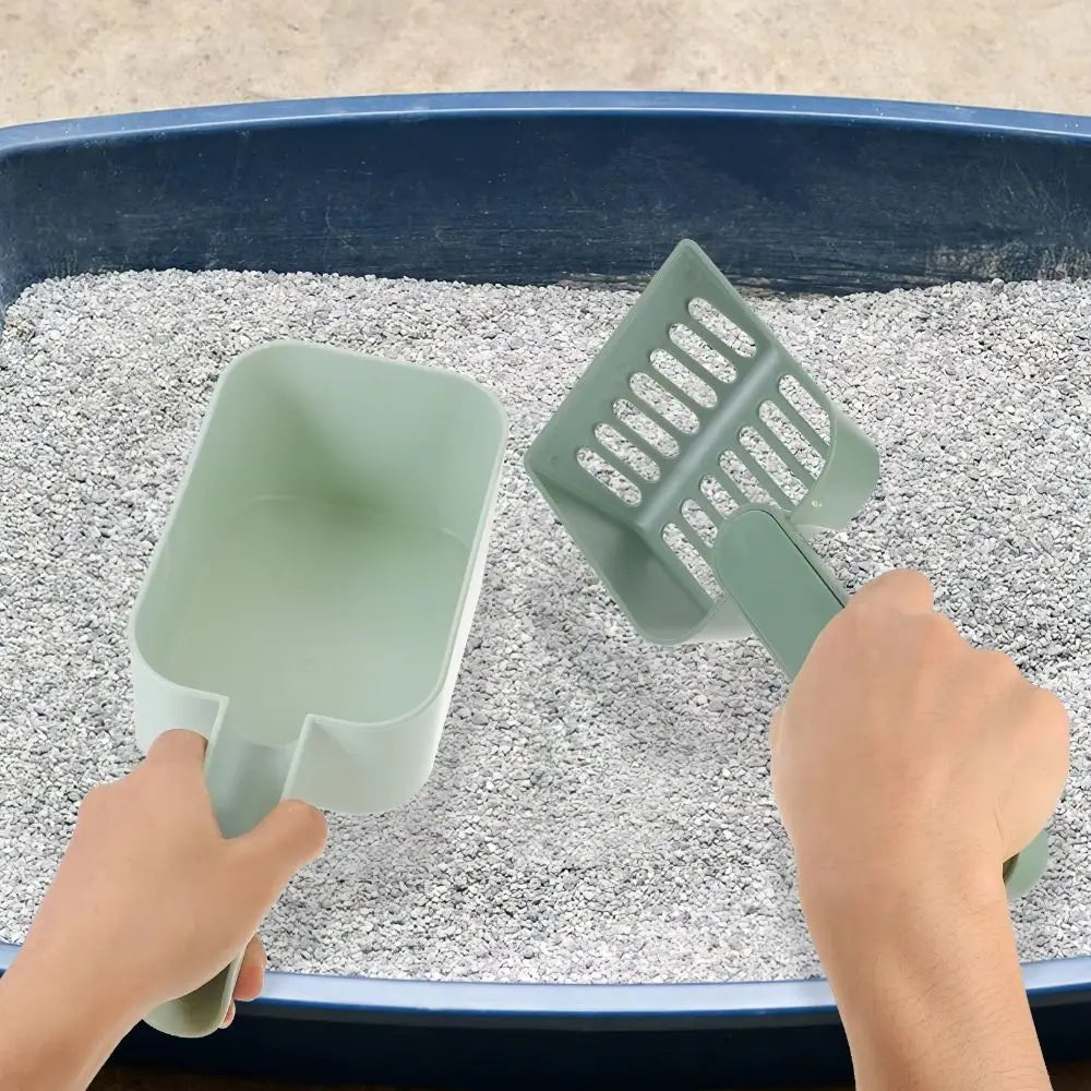 Large Capacity Cat Litter Scoop Plastic Fine Sifting Pet Poop Shovel with Storage Box Pets Litter Shovel Cat Litter Box Cleaning