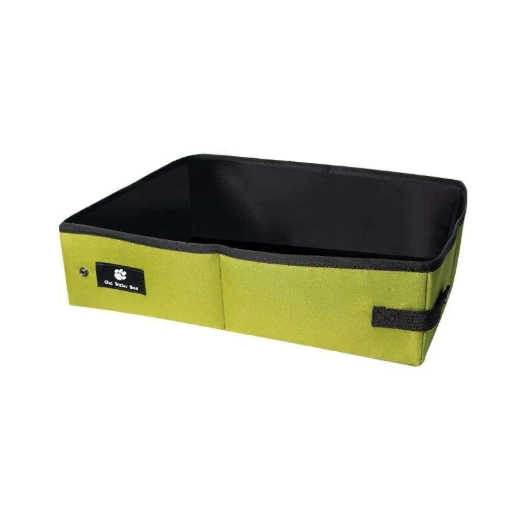 Easy To Clean Waterproof Portable Cat Litter Box Oxford Reusable Cat Toilet Tray Folding Pet Garbage Bin for Cats and Dogs